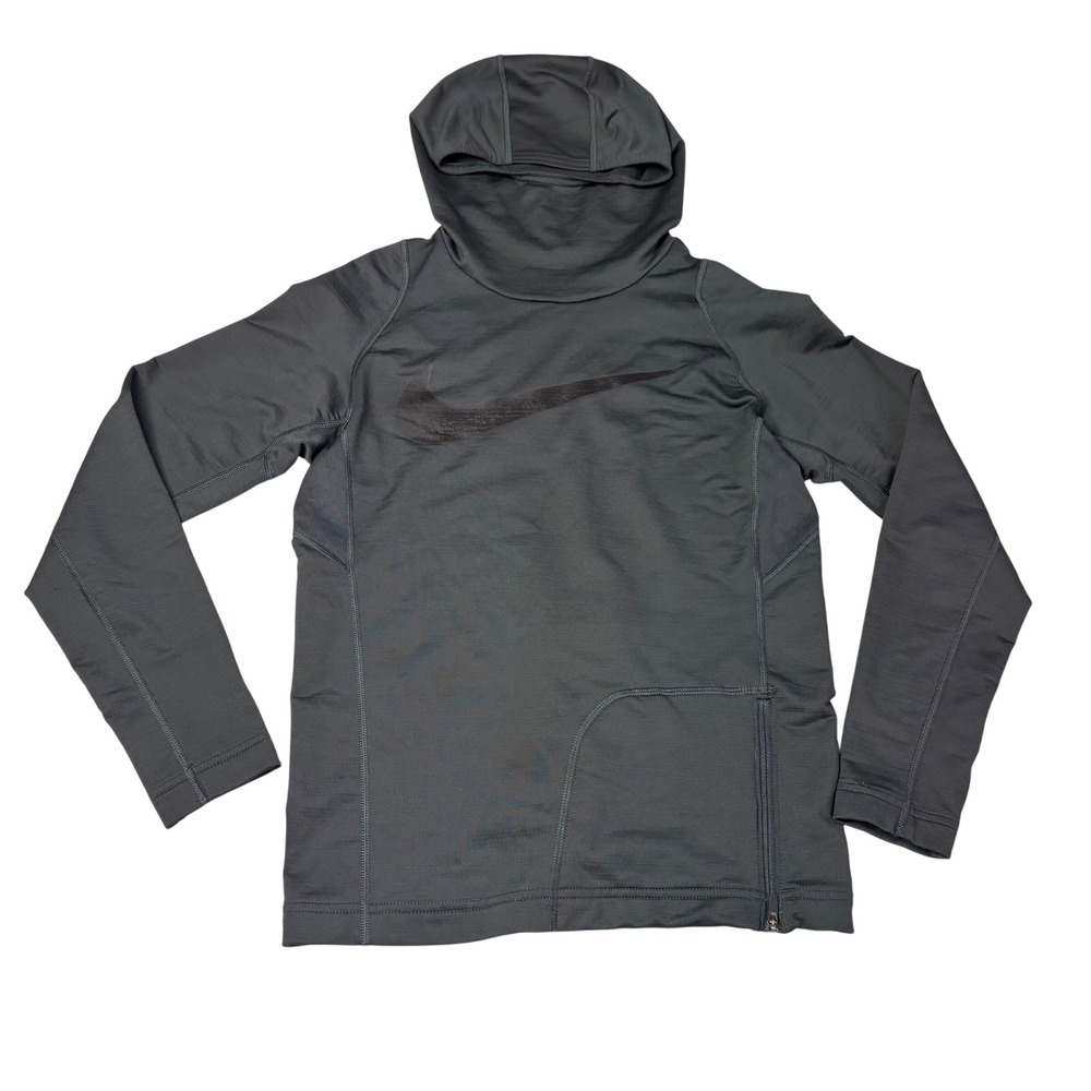 Nike Pro Hyperwarm Fitted Long Sleeve Hoodie Kids L Dark Gray‎